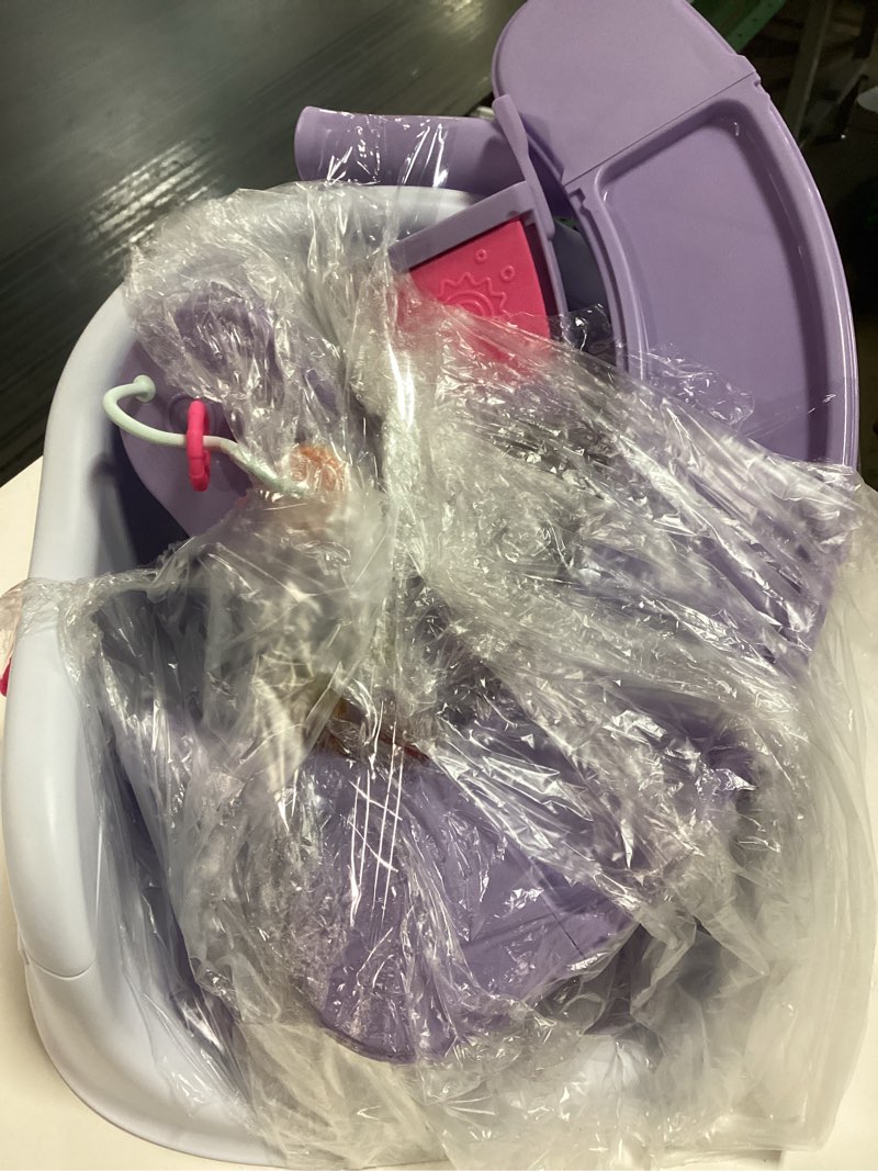 Condition photo showing Good Condition for infantino music & lights 3-in-1 discovery seat & booster, interactive toddler seat for dining table or kitchen chair, baby activity center & snack tray, 20 sounds & songs, lightweight baby essentials lavender seat