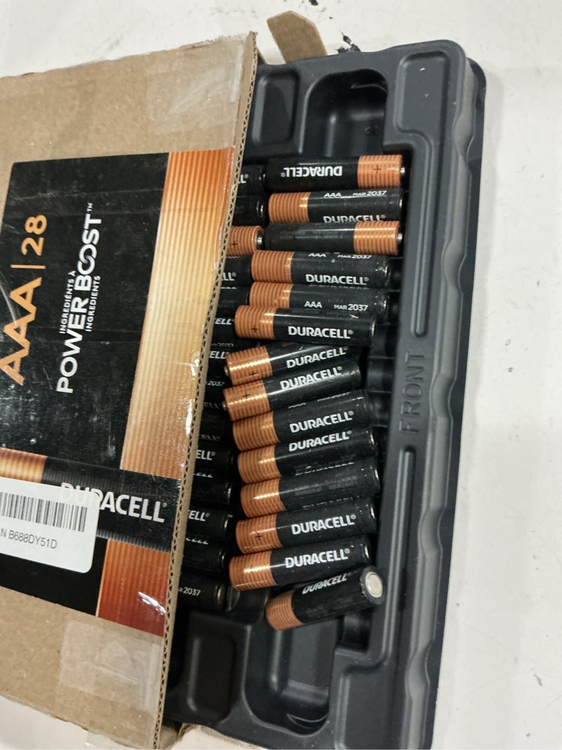Condition photo showing As Is for duracell coppertop aaa alkaline batteries with power boost ingredients, 28 count (pack of 1), long-lasting alkaline in re-closable pack for quick access and organized storage aaa - 28 count (pack of 1)
