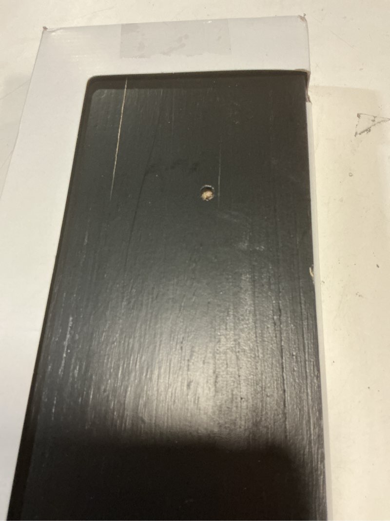 Condition photo showing As Is for 24" floating light wood shelf black - threshold™: painted wall-mounted storage, includes anchors & brackets