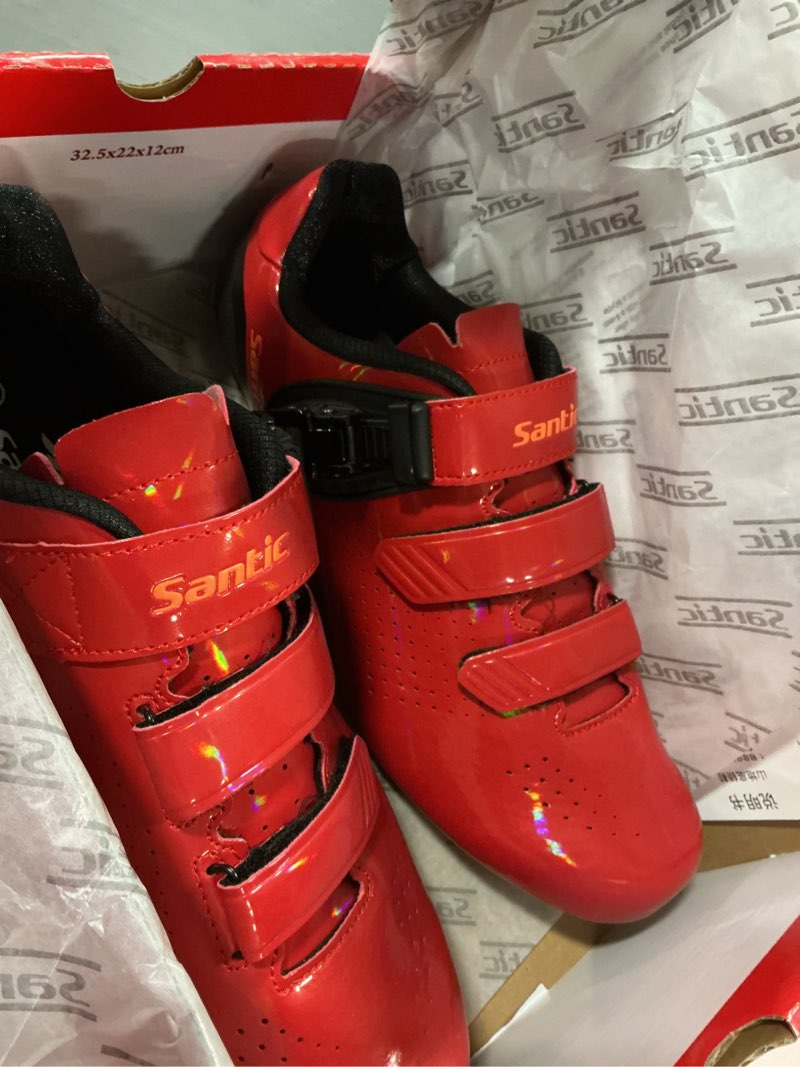 Condition photo showing New/Like New for Santic Men's Cycling Shoes Road Cycling Riding Shoes Road Bike Shoes with Buckle- Roadway New 44
