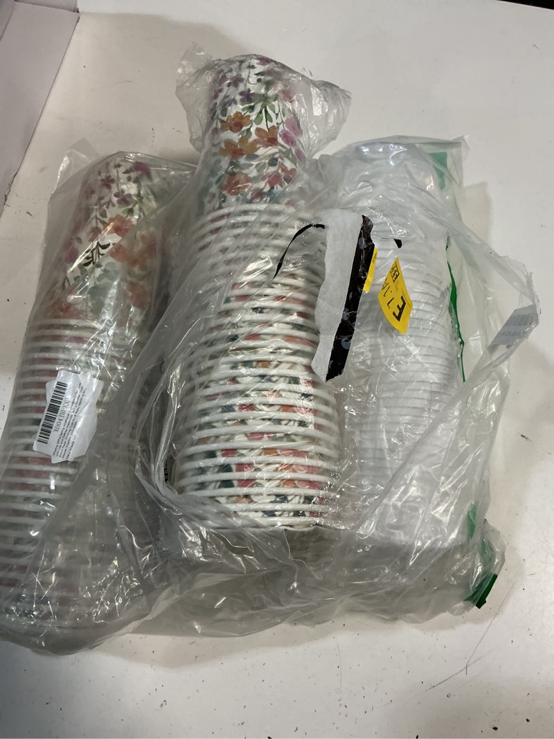 Condition photo showing Good Condition for whaline 50 pcs spring wildflower disposable coffee cups with lids and sleeves watercolor spring floral bloom paper drinking cups for birthday wedding baby shower supplies watercolor wildflower