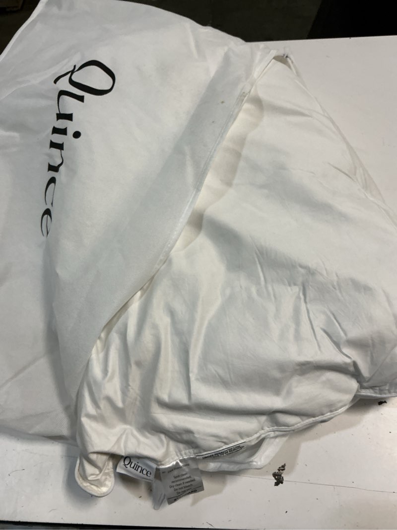 Condition photo showing As Is for quince luxe goose down pillow, standard, medium/firm