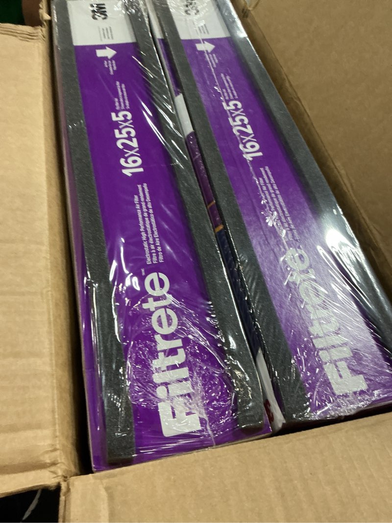 Condition photo showing New/Like New for filtrete 16x25x4 air filter merv 12, mpr 1550 certified asthma & allergy friendly 2-pack, fits lennox & honeywell, ac furnace hvac filters, pleated electrostatic (actual size 15.88x24.56x4.31 in)