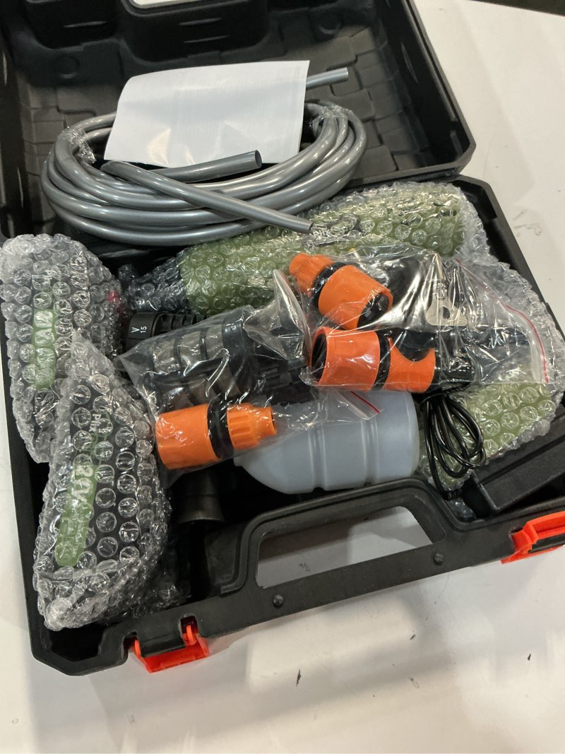 Condition photo showing Good Condition for Cordless Pressure Washer,900PSI Portable Battery Power Washer,Electric Car Pressure Washer Handheld with 6-in-1 Nozzle & 1.5Ah Battery, Portable Electric Cleaner for Car/Floor/Garden/Fence