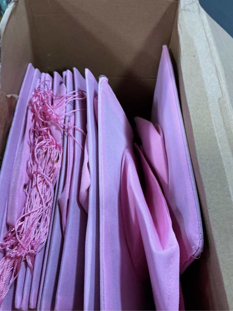 Condition photo showing As Is for graduation cap 2026 adult graduation hat tassels polyester grad caps high school and college ideal graduation diy pink 12pcs