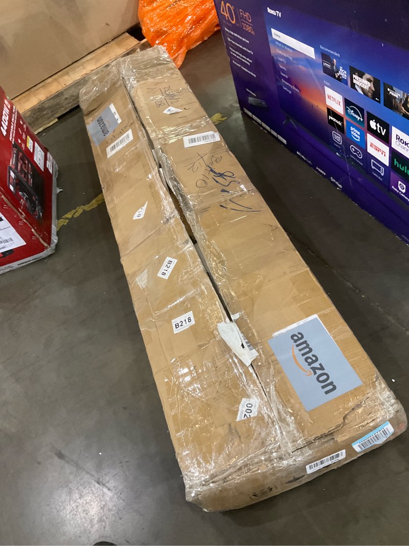 Condition photo showing As Is for LITTLE TREE 63 Inches Long Console Table for Entryway, Sofa Table Behind Couch, Wooden Entry Table Foyer Hallway Table, Industrial Console Sofa Table for Living Room, Oak Color Oak Brown