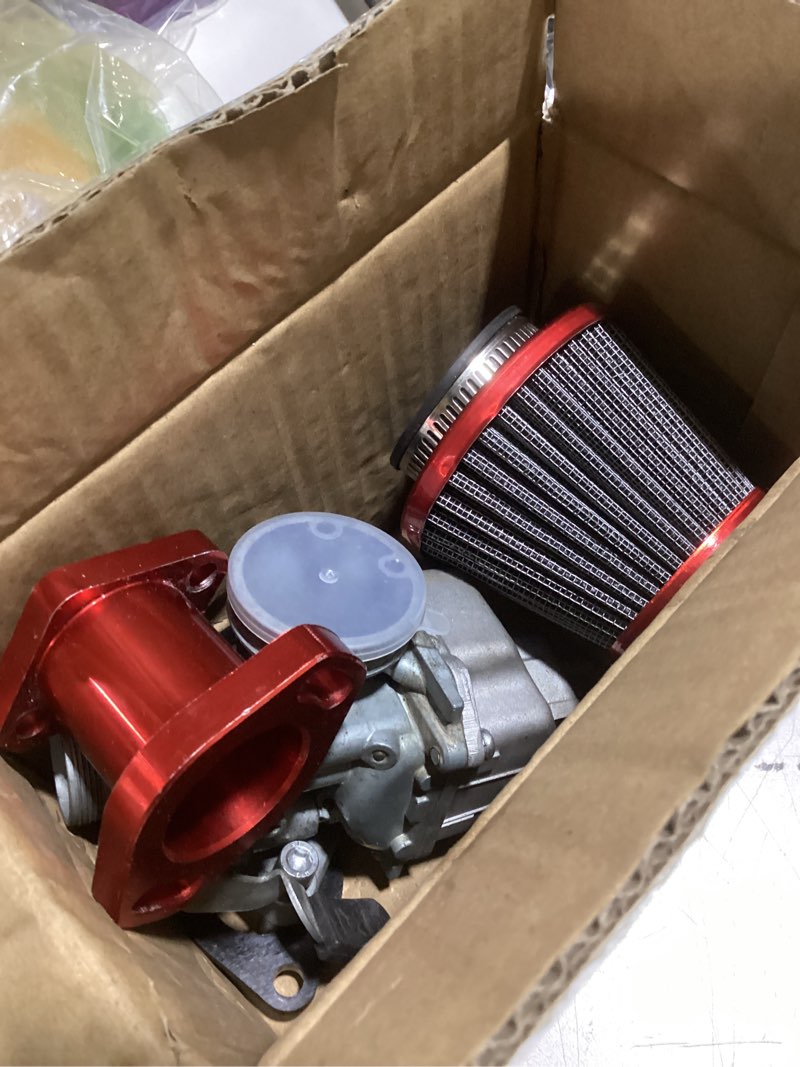 Condition photo showing Good Condition for fvrito performance vm22 26mm carburetor carb for predator 212cc 196cc coleman ct200u bt200x mini bike kt196 go kart gx160 gx200 6.5hp clone engine with 38mm air filter intake manifold stage 1 kit red a-red
