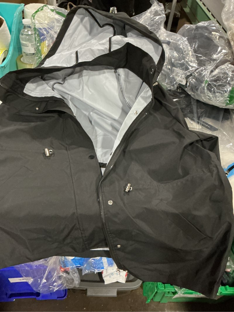 Condition photo showing Good Condition for coofandy men's rain jacket waterproof with hood lightweight packable shell raincoat windbreaker for cycling golf travel xx-large 1-black