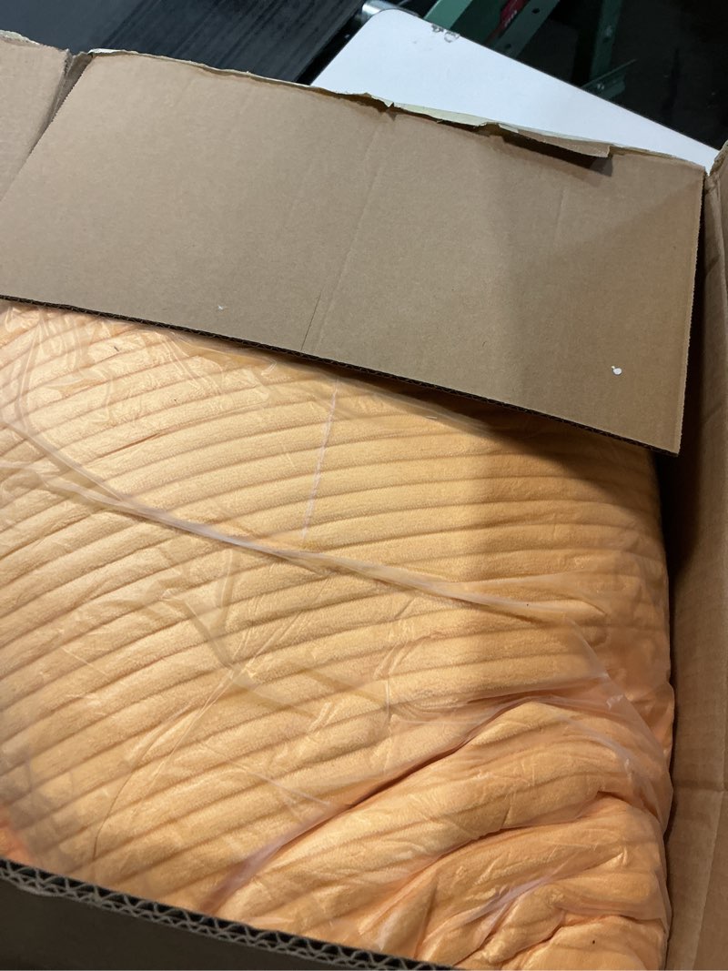 Condition photo showing Good Condition for 35" Washable Floor Pillow Cushion for Adults, Meditation Cushion Pillow, Extra Large Round Floor Sitting, Removable Tufted Corduroy Cover, for Tatami Living Room or Yoga, Orange, Machine Washable Orange 4" Thick Round