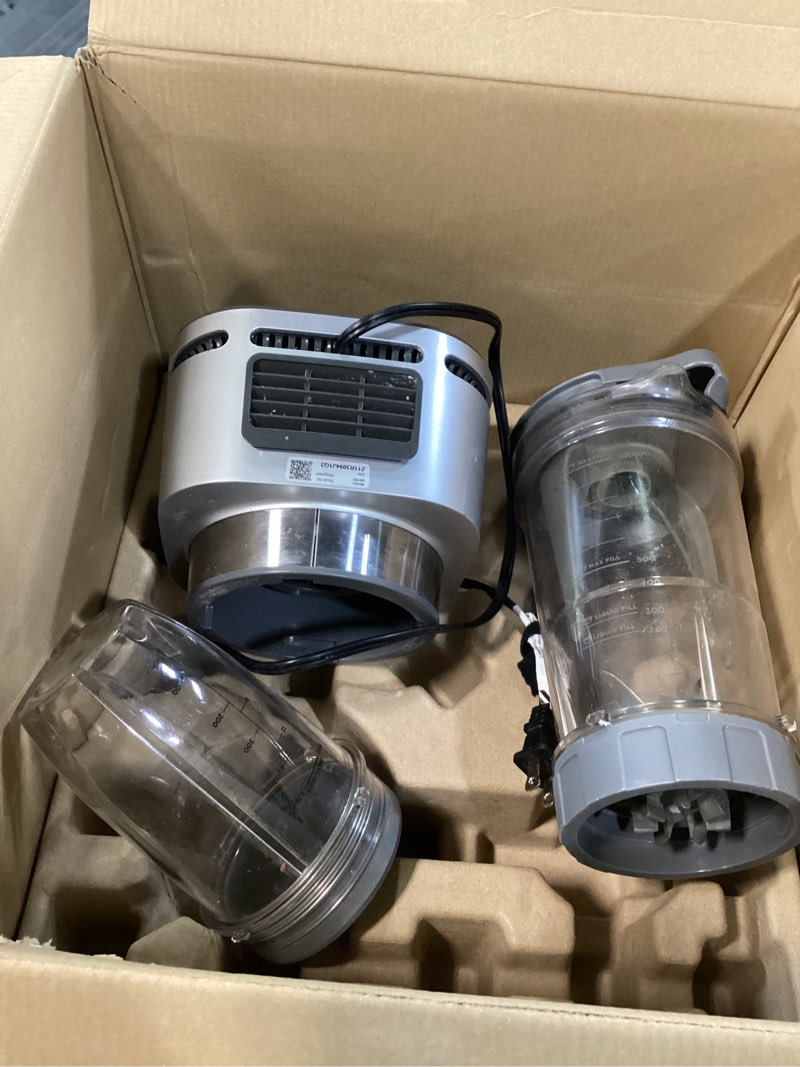 Condition photo showing As Is for Hamilton Beach Blender and Food Processor Combo for Shakes & Smoothies, With 3 Cup Electric Food Chopper Attachment, 40 oz Glass Jar, Blender Travel Cup, 700 Watts Peak Power, Gray & Black (58163)