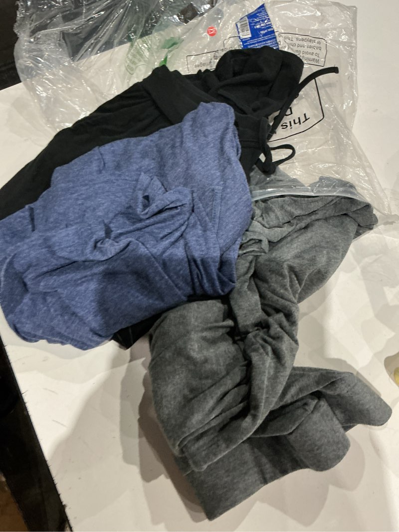 Condition photo showing Good Condition for locoowai 3 pack women's capri pants casual wide leg yoga pants high waist drawstring cropped lounge sweatpants with pockets xx-large dark blue, heather gray, black