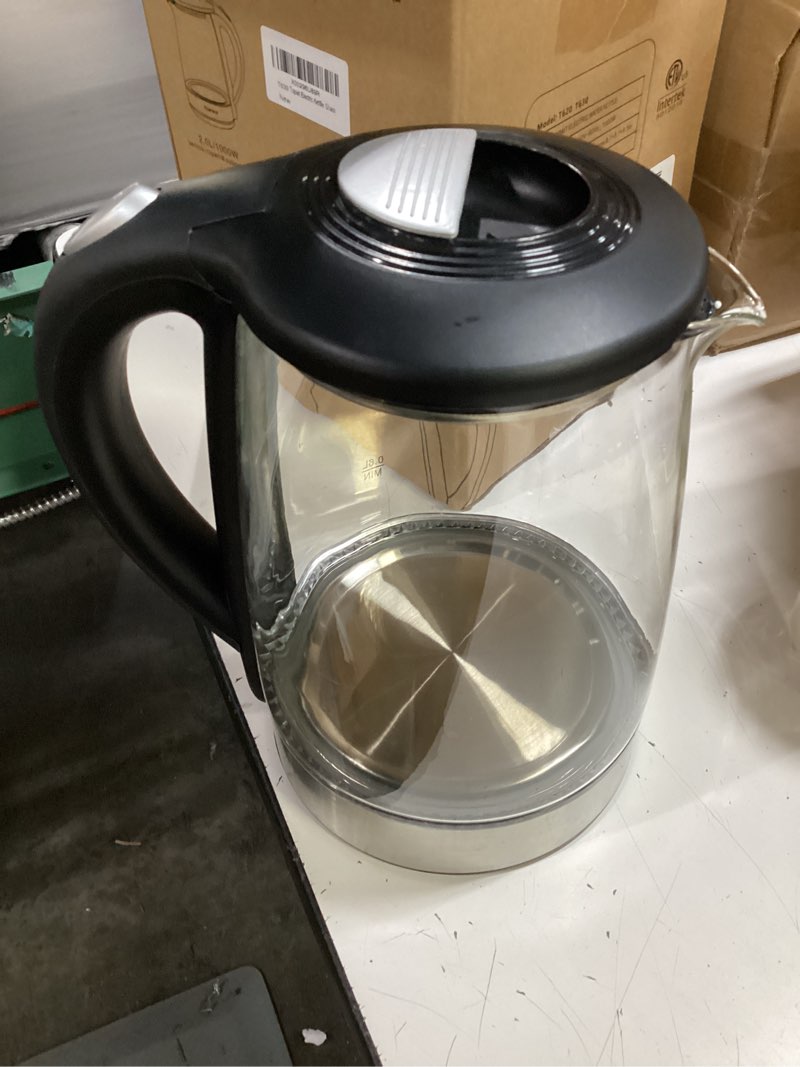 Condition photo showing Good Condition for topwit electric kettle glass hot water kettle, 2.0l water warmer, bpa-free stainless steel lid & bottom, tea kettle with fast heating, auto shut-off & boil dry protection 2.1 quarts black