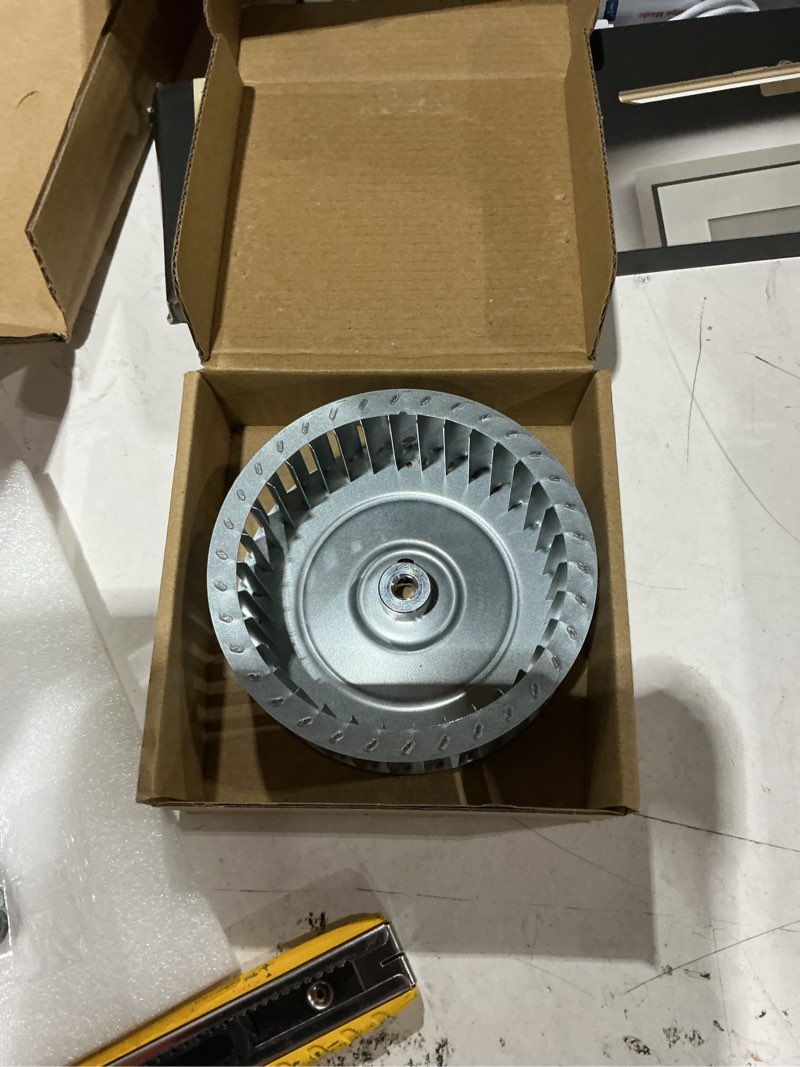 Condition photo showing New/Like New for hiorucet 8710-4358 8715-4481 blower wheel for fasco draft inducers, 8710-4358 blower wheel 4-3/4" diameter 1-3/4" width for fasco a225, a137, a136, a142, a165, a168, a224, a227, a307, a158, a280.