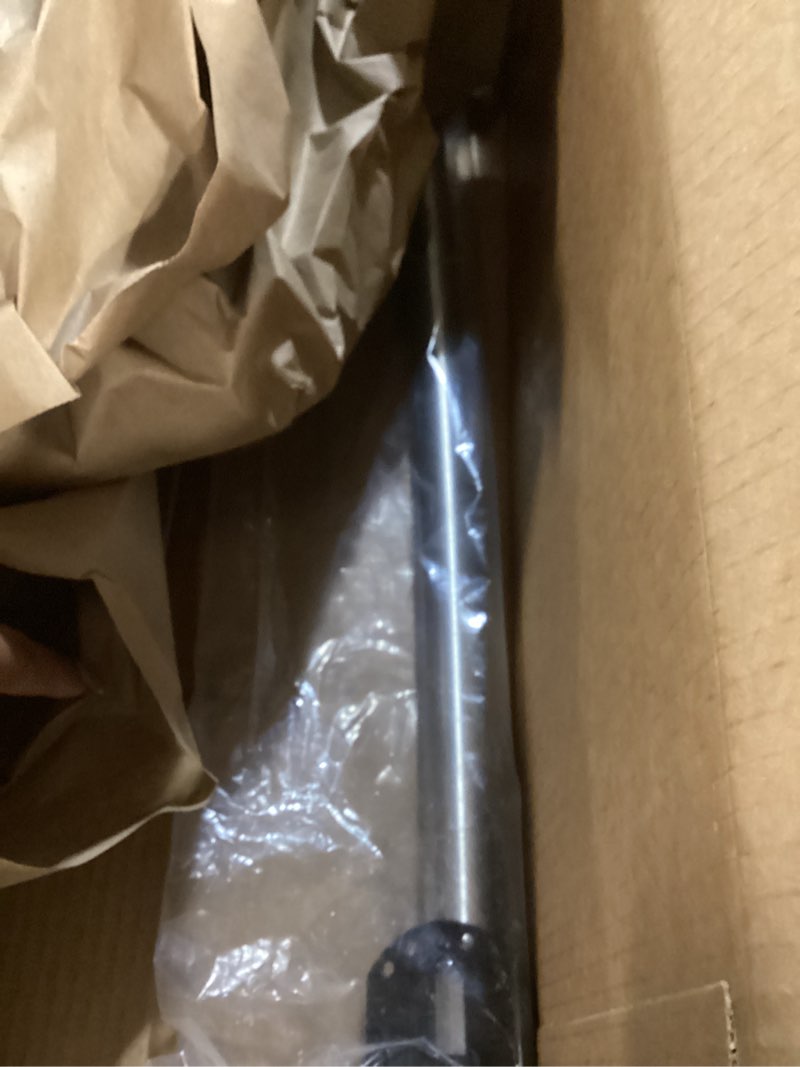 Condition photo showing As Is for moen curved adjustable length fixed mount single shower curtain rod for bathroom, brushed nickel finish, csr2160bn