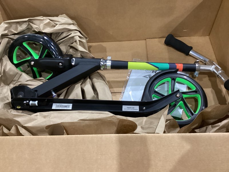 Condition photo showing Good Condition for razor a5 lux kick scooter for kids ages 8+ - 8" urethane wheels, anodized finish featuring bold colors and graphics, for riders up to 220 lbs green
