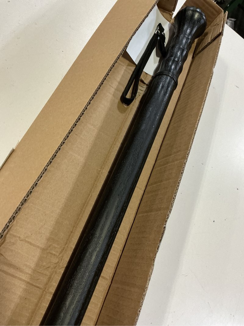 Condition photo showing Good Condition for black polypropylene walking stick one-piece molded 35 inches plastic cane rubber base with lanyard for walking and hiking men and women