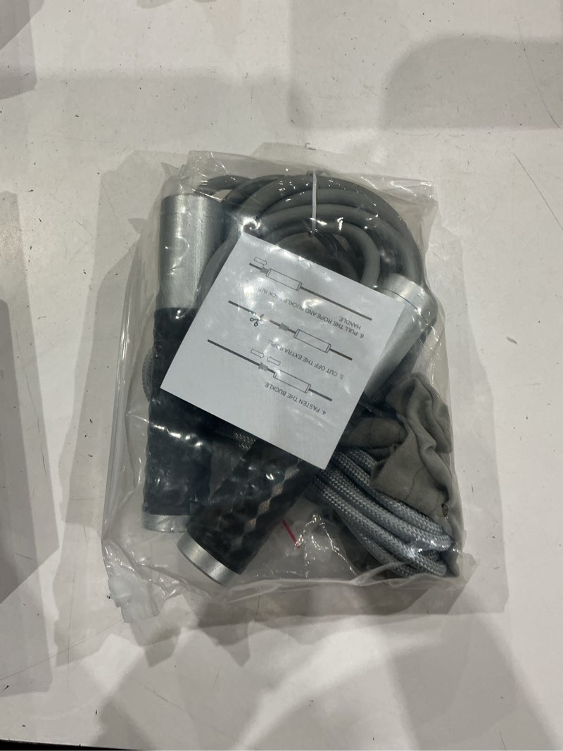 Condition photo showing Good Condition for weighted jump rope for men, women (1.5lb) - alloy steel handles, speed skipping rope, gym,indoor/outdoor - fitness, workout, boxing - solid pvc & cotton rope silver-grey