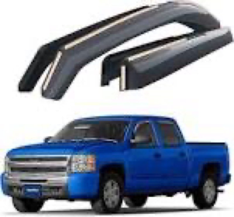 breejoy in-channel window rain guards fit for 2007-2013 chevy silverado/gmc sierra crew cab trucks, 