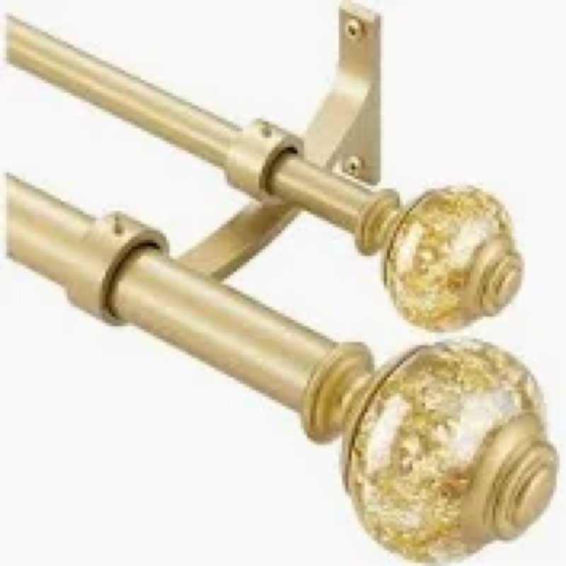 Double Curtain Rods for Windows 36 to 72 Inches, 1 Inch Front and 5/8 Inch Back Heavy Duty Double Cu