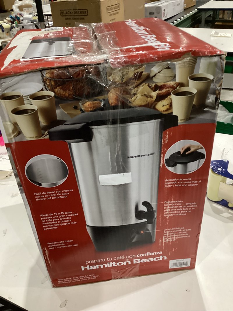 Condition photo showing As Is for Hamilton Beach - Coffee Urn - Silver