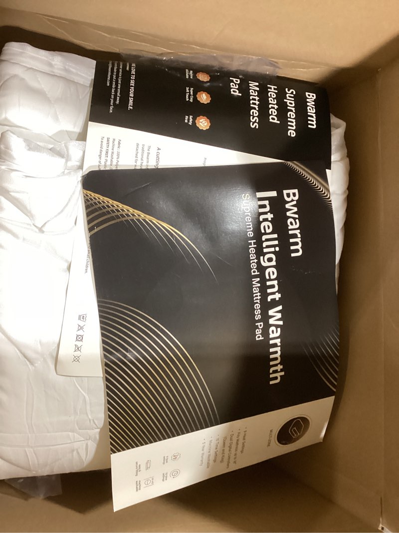 Condition photo showing Good Condition for Bwarm Waterproof Heated Mattress Pad, Mini Twin Electric Mattress pad ETL Certified Bed Warmer with Memory Function 9 Heat Settings, 1-12 Hours Auto Off Deep Pocket, Machine Washable, White 31" x 55" White Mini Twin