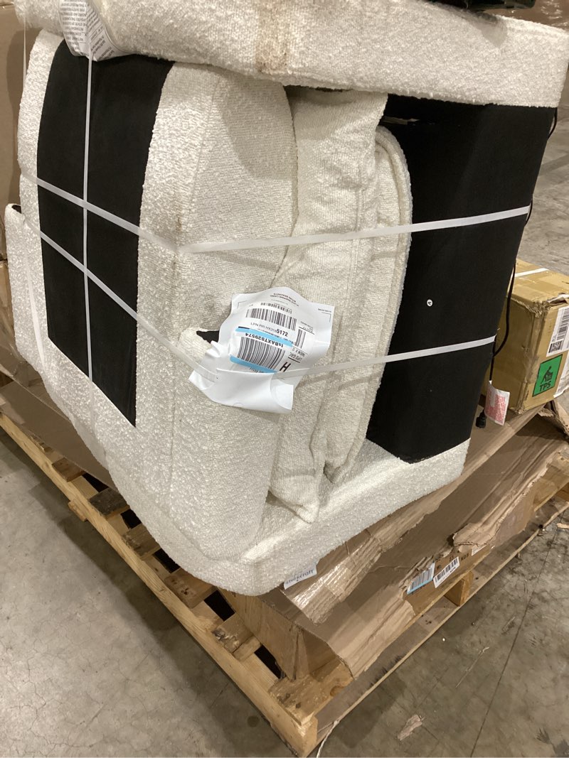 Condition photo showing As Is for Storkcraft Timeless Recliner Glider with USB Charging Port (Ivory Boucle) - Ultimate Nursery Rocking Chair, Baby Glider Chair for Nursery, 360° Swivel Recliner, Plush Upholstery