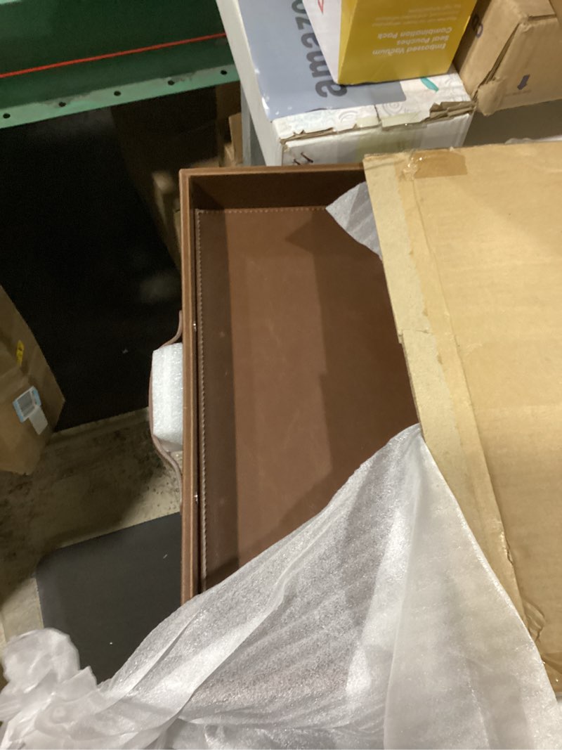 Condition photo showing Good Condition for ranslen square leather serving tray with handles, 15"x15" decorative table tray for home, ottoman, coffee table, brown