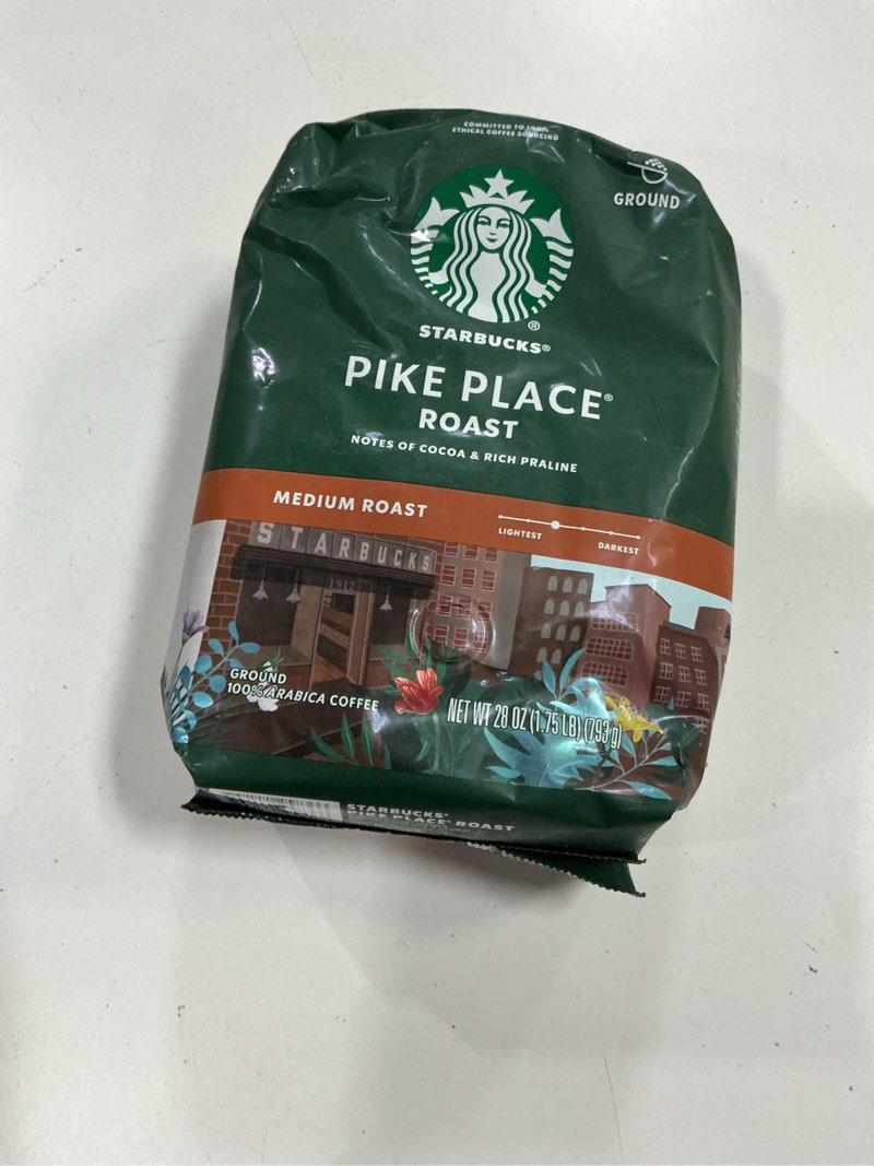 Condition photo showing New/Like New for Best by 12/17/25 Starbucks Ground Coffee, Medium Roast Coffee, Pike Place Roast, 100% Arabica, 1 Bag (28 Oz)