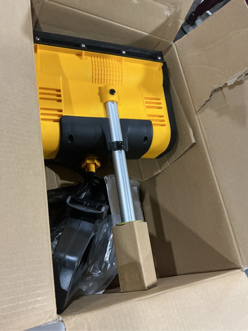 Condition photo showing As Is for Cordless Snow Shovel Compatible with DeWalt 20V Battery, 12" Electric Snow Blower with 20FT Max Throw & Adjustable Handle & Safety Switch, Snow Thrower for Driveway, Deck, Patio, Steps (NO Battery) Yellow