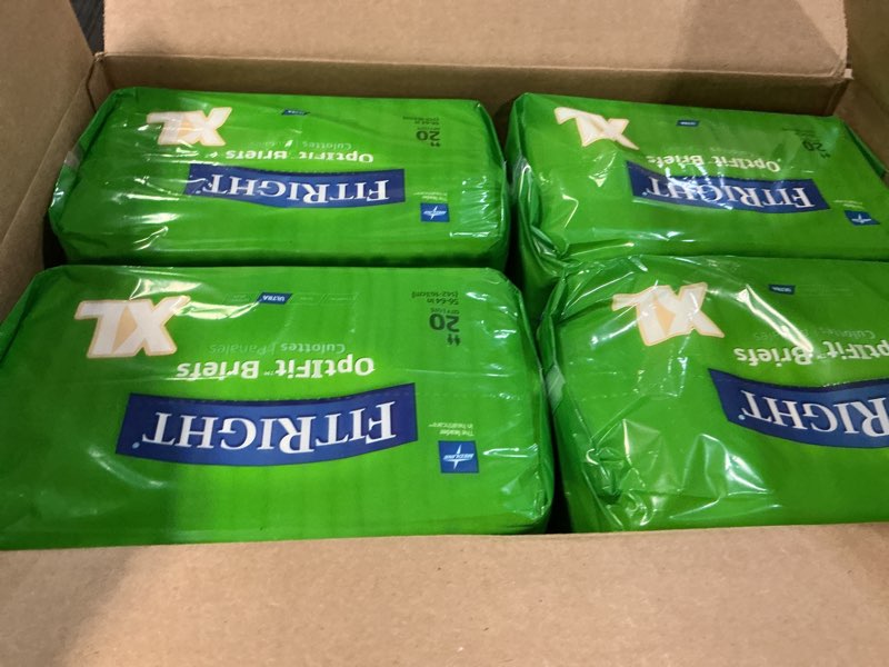 Condition photo showing New/Like New for FitRight Adult Diapers, Ultra Heavy Absorbency, XL (Waist Size 56in-64in), 20 Count, OptiFit Incontinence Briefs for Men and Women, Disposable, Moisture-Wicking, Leak Protection,(box of 4 packs)