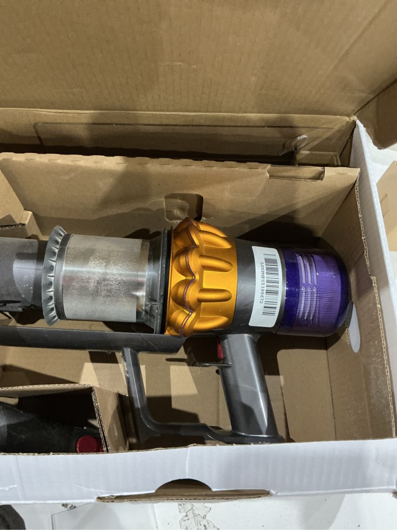 Condition photo showing As Is for missing parts dyson v15s detect submarine? wet dry vacuum, yellow/nickel