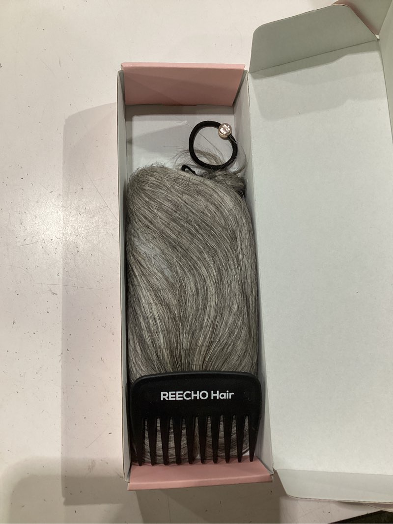 Condition photo showing Good Condition for reecho human hair toppers for women real human thick hair topper invisible wiglett for daily wear adding instant volume, gray gray 3.6x4.6"