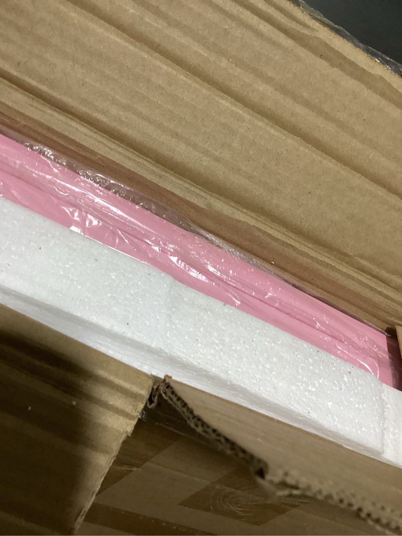 Condition photo showing Good Condition for Twin Bed Frames with Charging Station, 2 Tiers Storage Headboard Twin Sized Bed No Box Spring Needed Heavy Duty Metal Platform for Girls, Pink Twin Pink