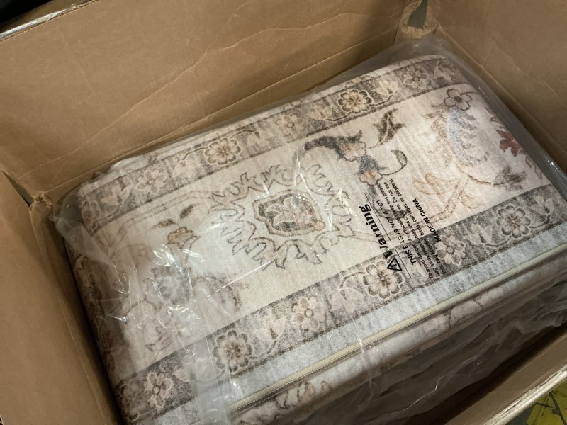 Condition photo showing Good Condition for witshock 10x14 area rugs living room: washable large neutral vintage soft rug stain resistant non-slip farmhouse indoor low pile floor carpet for bedroom nursery office(blue gray) dusty blue-gray/skye/cerulean 10' x 14' (rectangular)