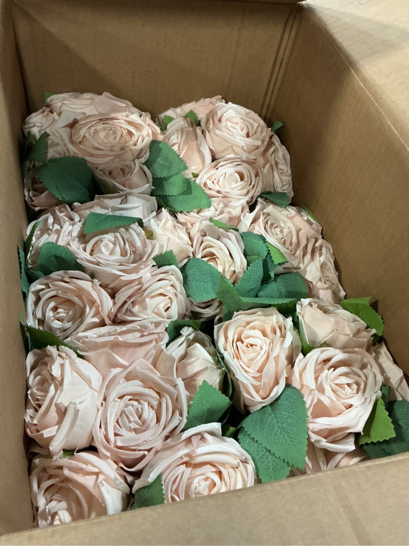 Condition photo showing Good Condition for Dining Table Centerpiece Set of 6 - Pre-Made Aritifial Rose with Wooden Vase Fake Floral Arrangment Faux Flower for Wedding Bridal Tea Party Event Decorations - Boho Boho Set of 6 Table Centerpiece