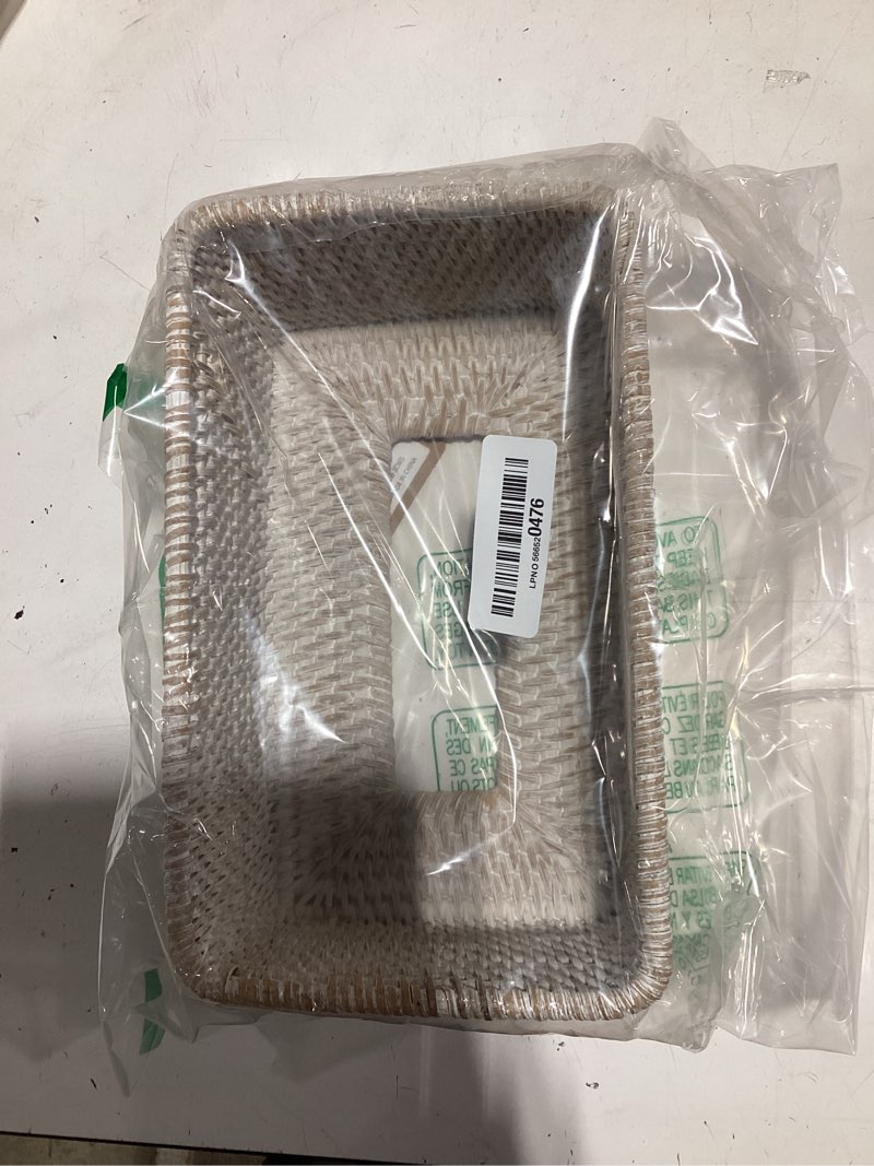 Condition photo showing Good Condition for rattan tissue box cover natural woven facial napkin holder rectangular 10 x 6.1 x 4.1 inch (white)