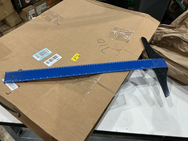 Condition photo showing As Is for alumicolor 24-inch professional aluminum t-square for art framing & drafting, blue blue 24-inch
