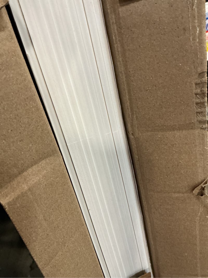 Condition photo showing As Is for 2ft x 4ft Drop Ceiling Tiles?Smooth White PVC Ceiling Panel 24 x 48in. Waterproof, Washable and Fire-Rated - Reusable - High-Grade PVC to Prevent Breakage-Package of 10 Tiles White 2ftx4ft