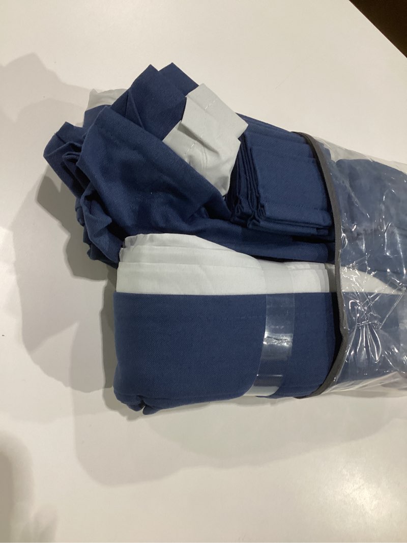 Condition photo showing As Is for Indigo Navy Pleated Linen Blackout Curtains 90 Inches Long for Bedroom Living Room Pinch Pleat Black Out Thermal Insulated Ring Hooks Back Tab Room Darkening Drapes Dark Blue Curtains with Liner Navy 40"W x 90"L (Pack of 2)