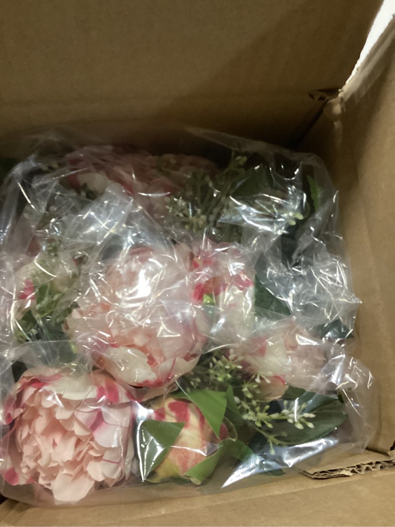 Condition photo showing New/Like New for Hollyone Pink Peonies Roses Artificial Flowers in Vase Round Gift Boxes with Fake Flowers Arrangements Faux Flowers Floral in Box Vase for Her Mothers' Day Valentine's Day Christmas Birthday Gift