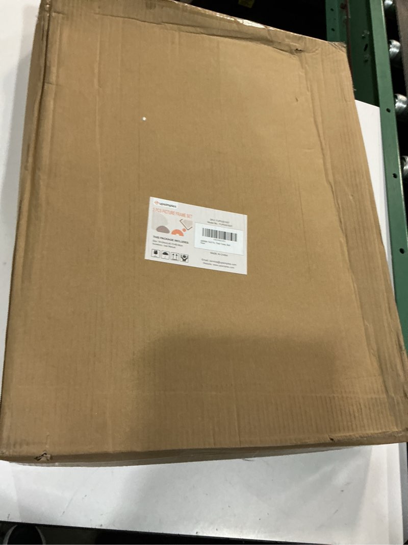 Condition photo showing New/Like New for upsimples 18x24 picture frame set of 5, display pictures 16x20 with mat or 18 x 24 without, wall gallery poster frames, black black 18x24