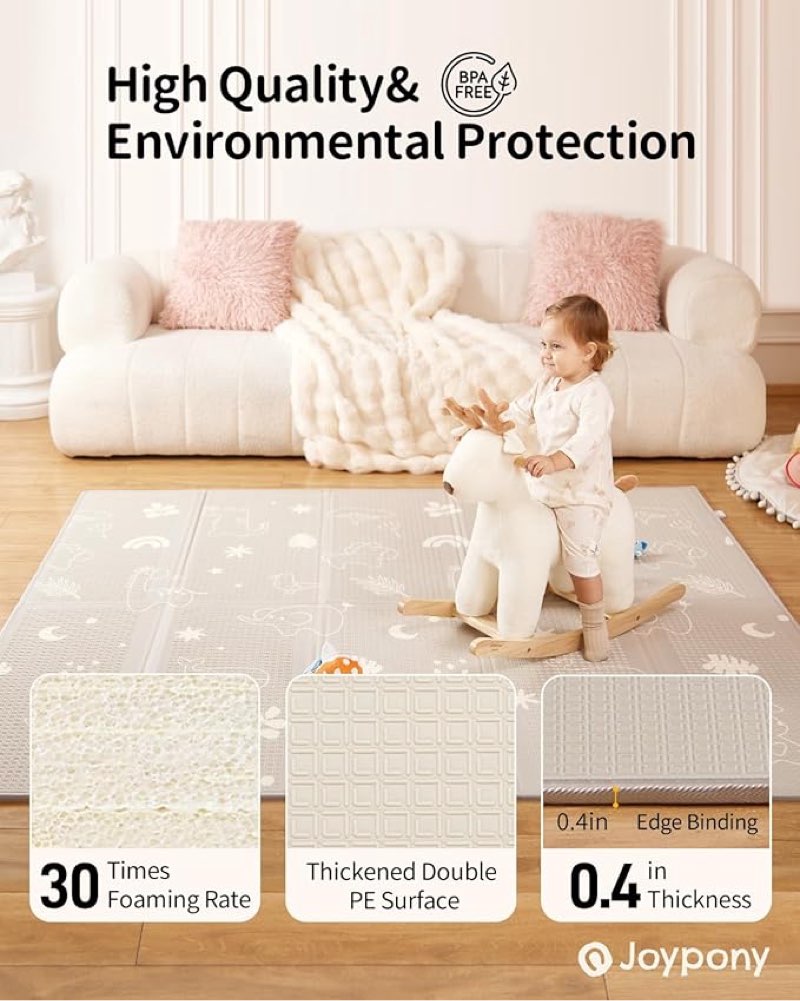 Similar to Joypony Baby Play Mat 79x 71 Inch, Extra Large Foldable Play Mats for Babies and Toddlers, Waterproof & Anti-Slip Portable Baby Floor Mat for Tummy Time, Non Toxic Foam Play Mat for Floor Travel Bag