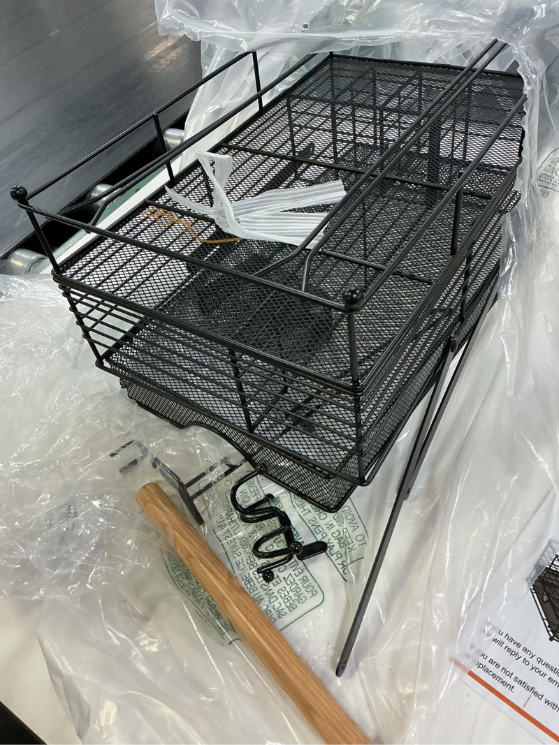 Condition photo showing As Is for grill caddy, bbq caddy with paper towel holder, griddle organizer, plate and utensil holder organizer for outdoor grill, picnic, camping, condiment storage for kitchen counter