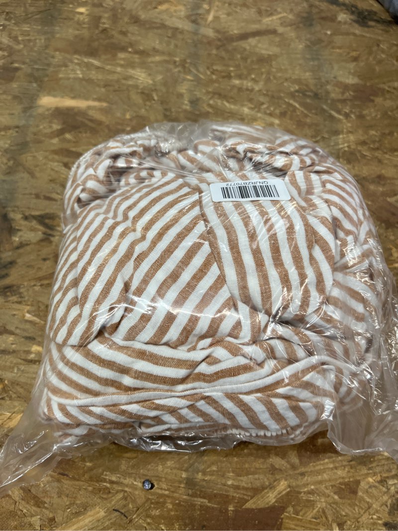 Condition photo showing Good Condition for european linen stripe sheet set, queen, terracotta/white stripe