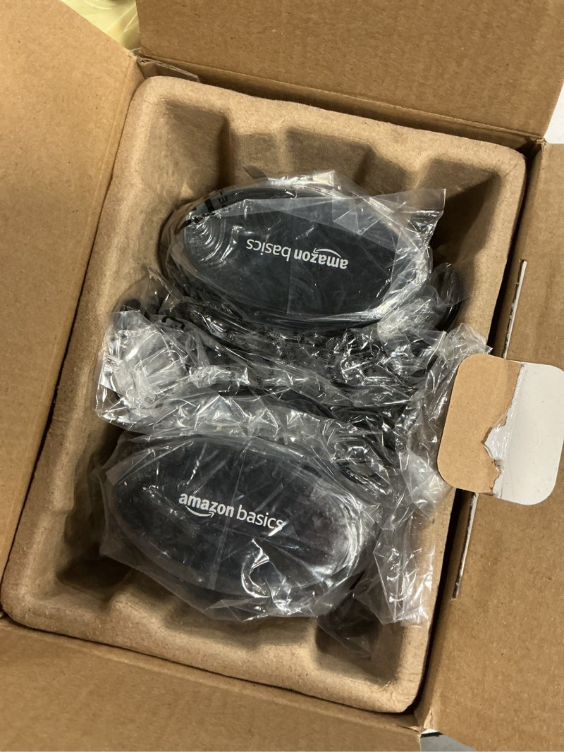 Condition photo showing New/Like New for amazon basics stereo 2.0 speakers for pc or laptop with volume control, 3.5mm aux input, usb-powered, 1 pair, black 1 pair black