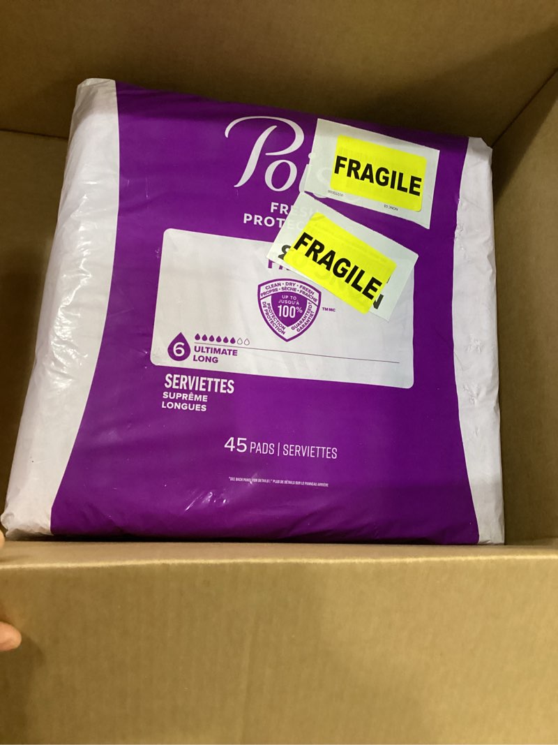Condition photo showing New/Like New for Poise Incontinence & Postpartum Pads for Bladder Leaks, 6 Drop Ultimate Absorbency, Long Length, 45 Count, Packaging May Vary Long 45 (Of 1 Pack) 