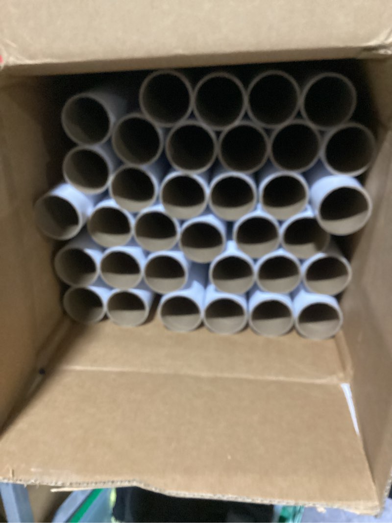 Condition photo showing As Is for box usa white mailing tubes with caps, 2 1/2" x 24", pack of 34, for shipping, storing, mailing, and protecting documents, blueprints and posters