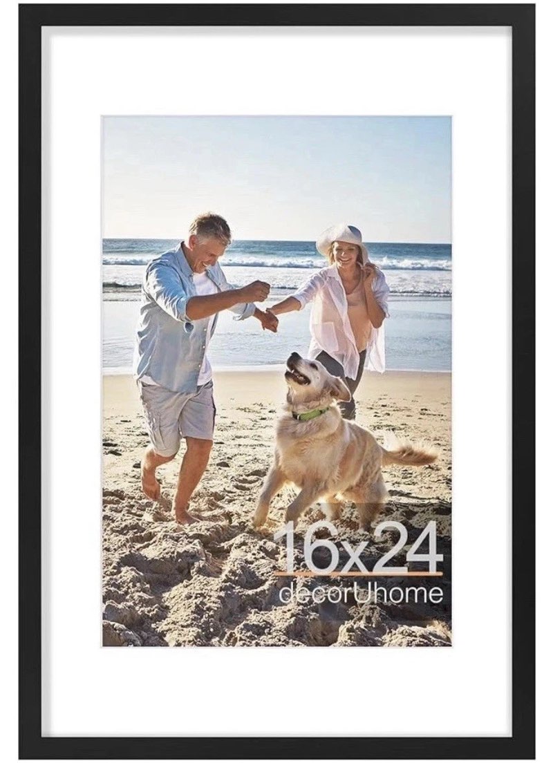 Pack decorUhome Picture Frames 16x24 Black Wall Hanging Poster Frame