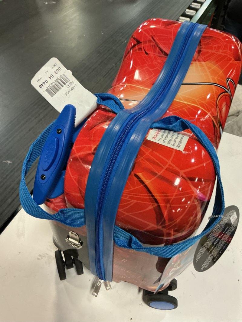 Condition photo showing Good Condition for spider-man carry on spinner hardside ride on suitcase - red