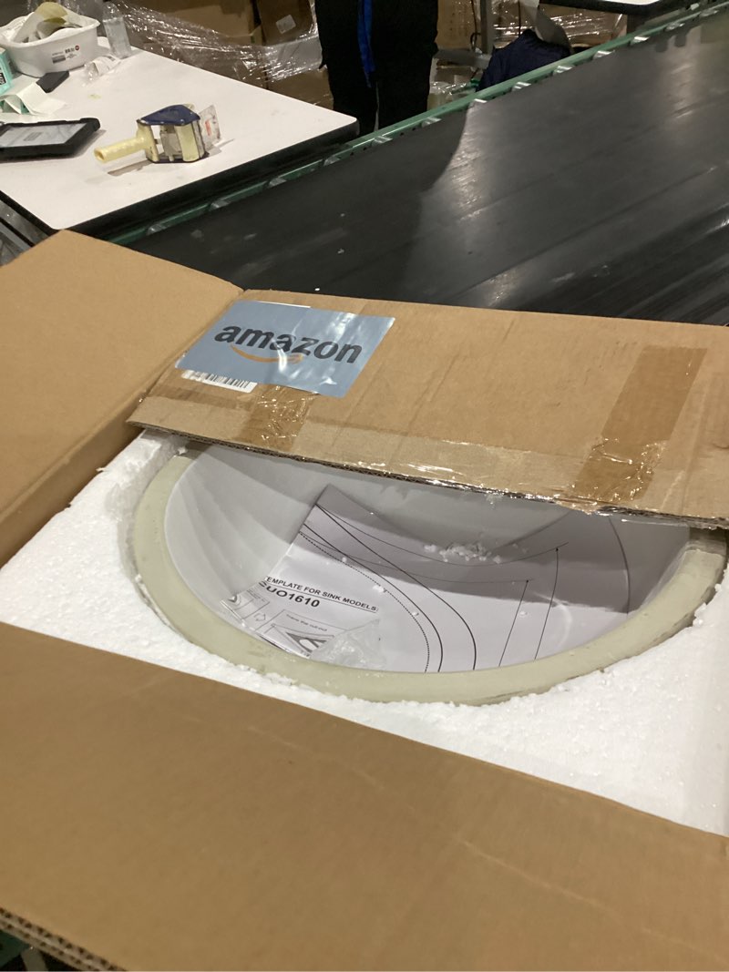 EQLOO 17" x 14" Oval Under Mount Bathroom Sink, Vitreous Lavatory Vanity Sink Under Counter Porcelai